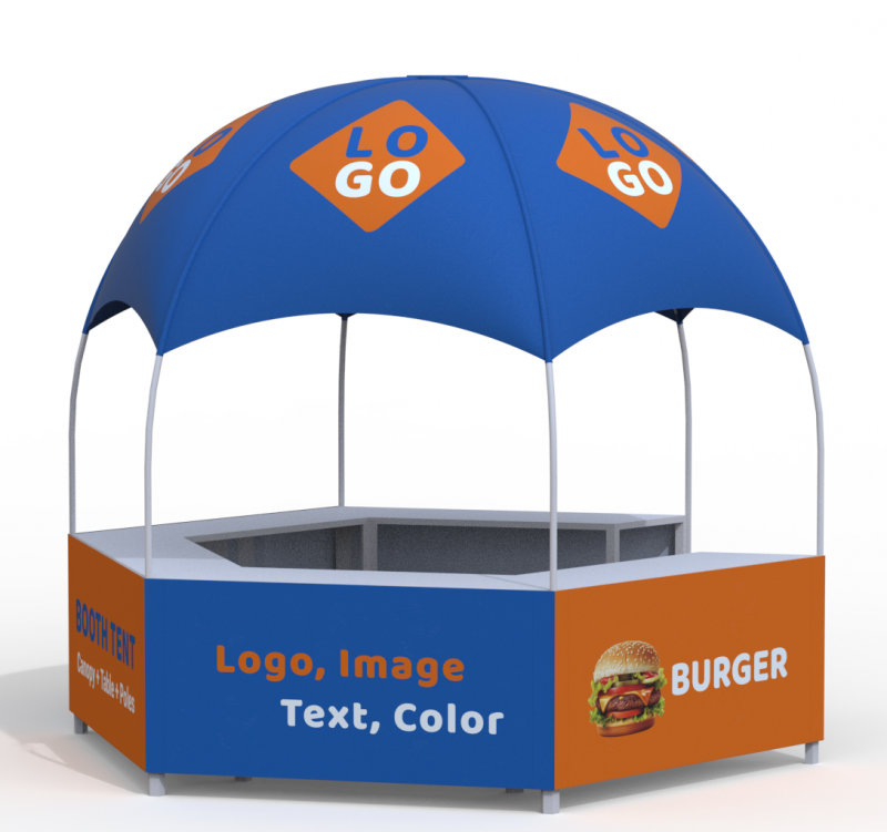 Custom Business Logo Canopy Tent Kit Pop Up Kiosk Booth Canopy Tent for Outdoor Business Food Event with Photo Text Color Logo