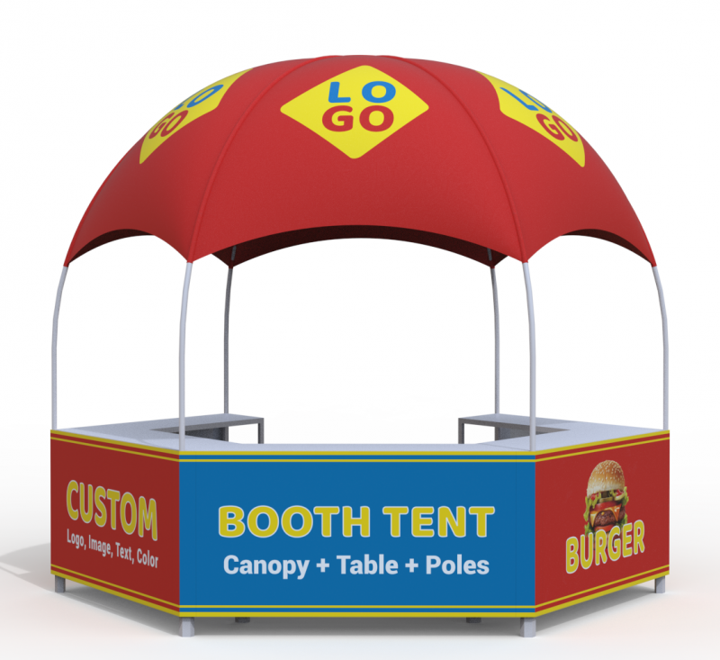 Custom Business Logo Canopy Tent Kit Pop Up Kiosk Booth Canopy Tent for Outdoor Business Food Event with Photo Text Color Logo